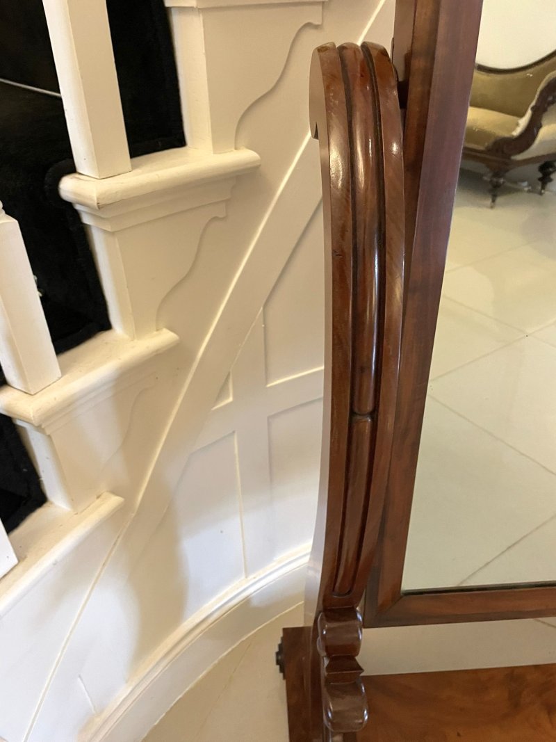 Large Antique Victorian Quality Mahogany Cheval Mirror - Image 3